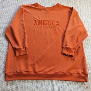 VTG Avenue Sport America Classic Women's Plus 18/20 Orange Crewneck Sweatshirt
